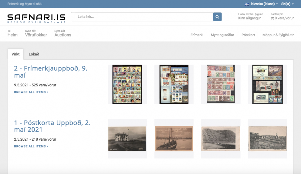 Safnari.is ný uppboðssíða með sitt fyrsta uppboð þann 2. maí 2021.